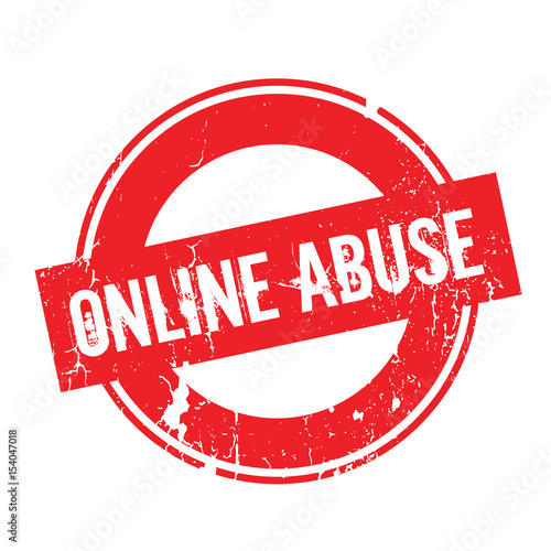 Online Abuse rubber stamp. Grunge design with dust scratches. Effects can be easily removed for a clean, crisp look. Color is easily changed.