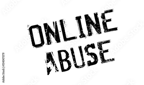 Online Abuse rubber stamp. Grunge design with dust scratches. Effects can be easily removed for a clean, crisp look. Color is easily changed.