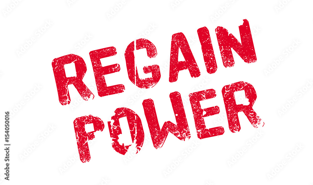 Regain Power rubber stamp. Grunge design with dust scratches. Effects can be easily removed for a clean, crisp look. Color is easily changed.