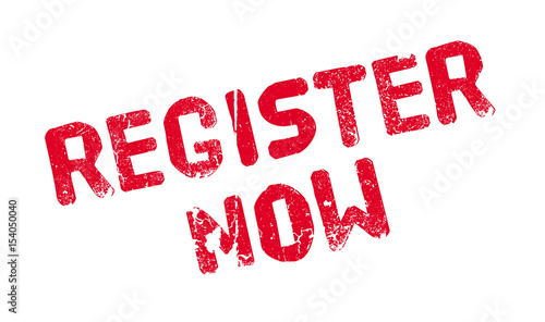 Register Now rubber stamp. Grunge design with dust scratches. Effects can be easily removed for a clean, crisp look. Color is easily changed.