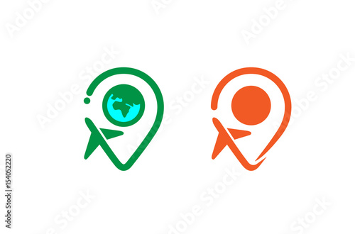 Travel World finder Airplane Creative Air Logo Design Illustration