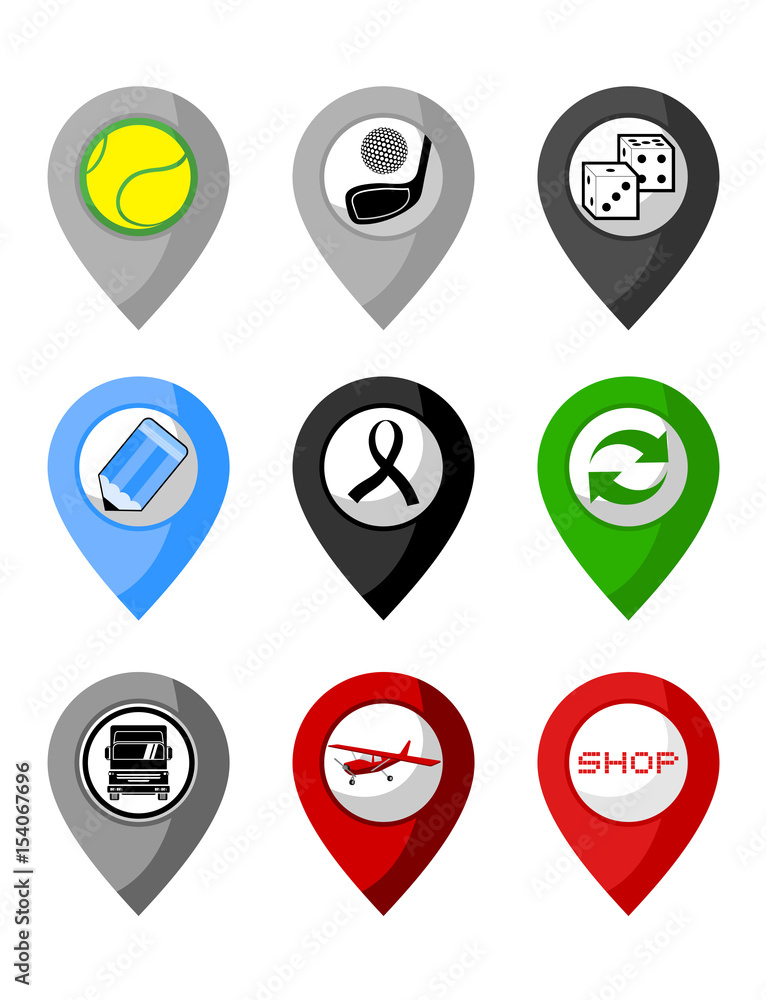 set collection of location point design set collection of location point design