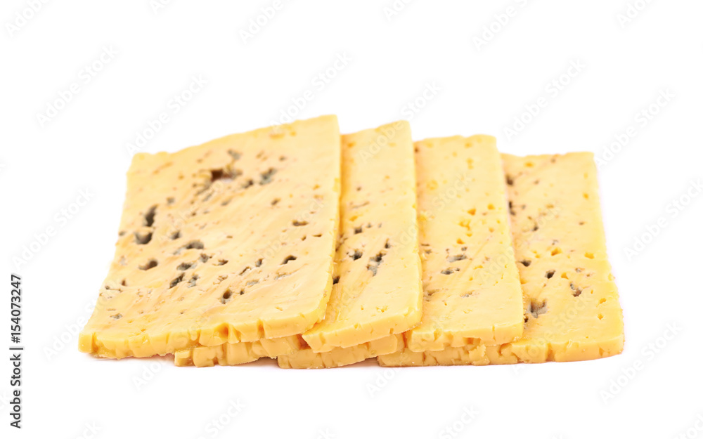 Multiple yellow cheese slices isolated Multiple yellow cheese slices isolated