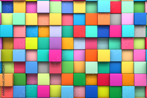 3D rendering abstract background of multi-colored cubes