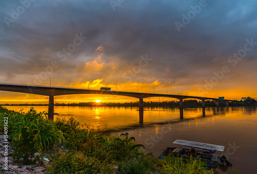 Beautyfull senset at Thai-Lao Friendship Bridge