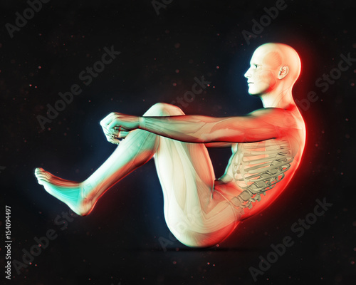3D male figure in sit up position