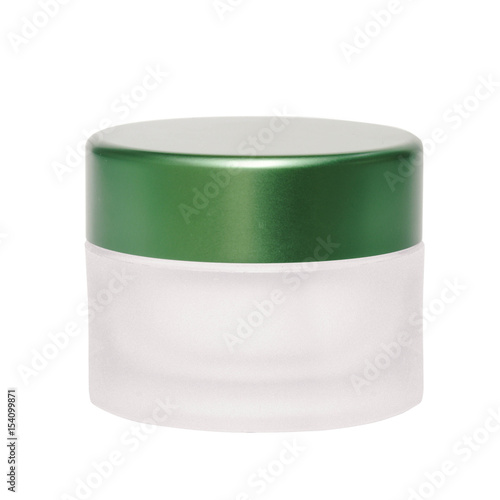 Cream jar green cap isolate