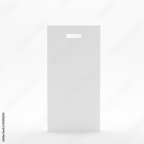 Package Box Mock-Up - High Rectangle with Hanger, Blank Paper Box With Hang Tab Mock-up On Isolated White Background, Ready For Your Presentation, 3D Illustration