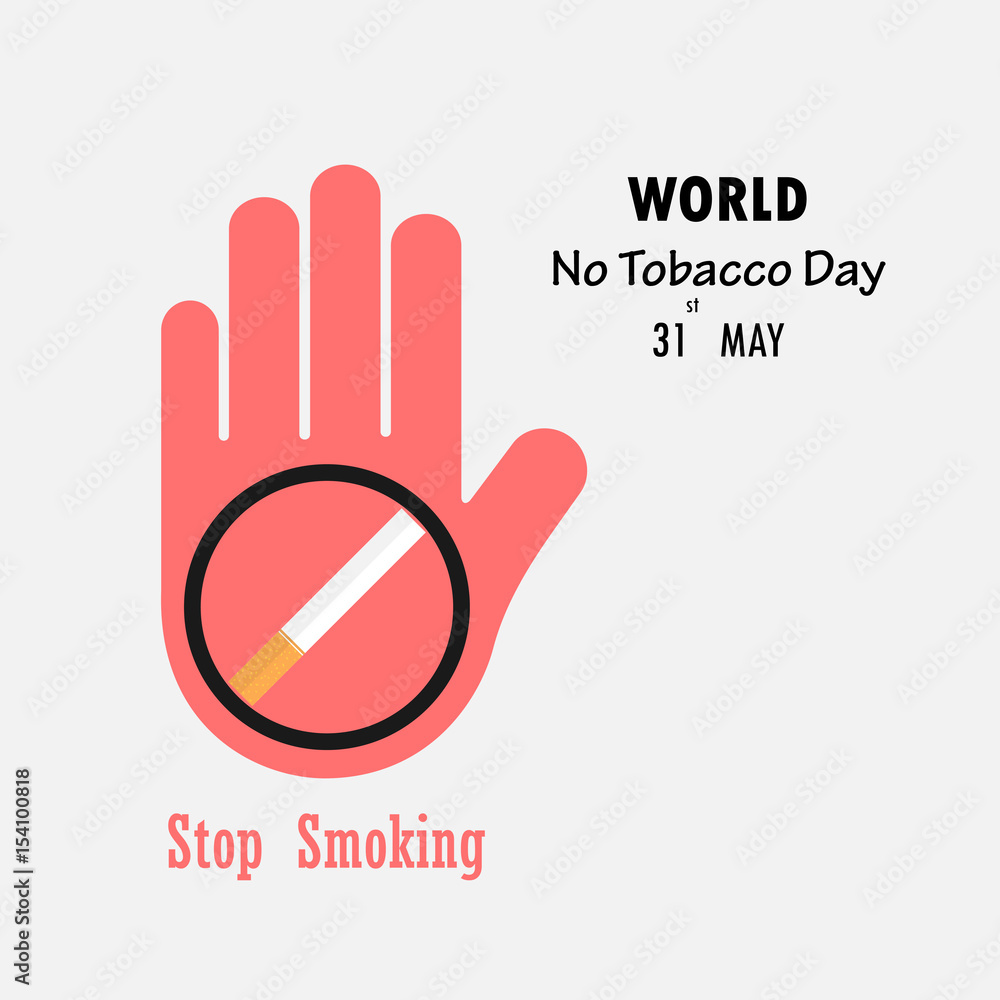 Obraz premium Human hands and Quit Tobacco sign.May 31st World no tobacco day.No Smoking Day Awareness.Vector illustration.
