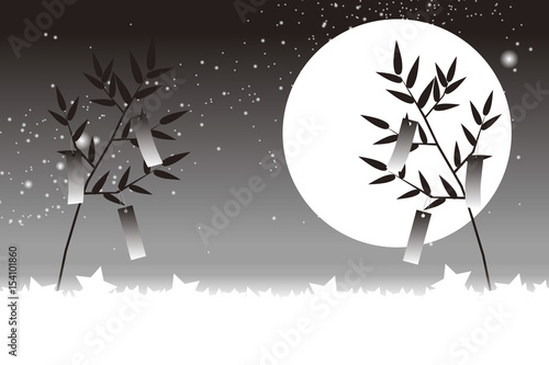 背景素材壁紙,七夕飾り,お祭り,笹の葉,夜景,星空,短冊,天の川,天の河,たなばた,竹,キラキラ,夏