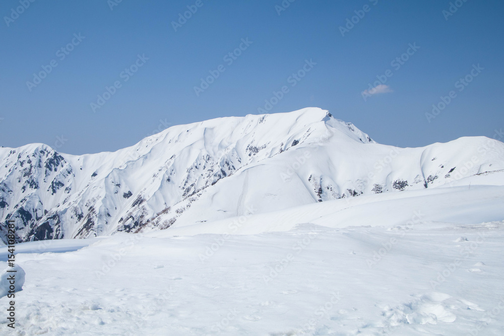 Fototapeta premium Tateyama Kurobe Alpine Route the snow mountains wall