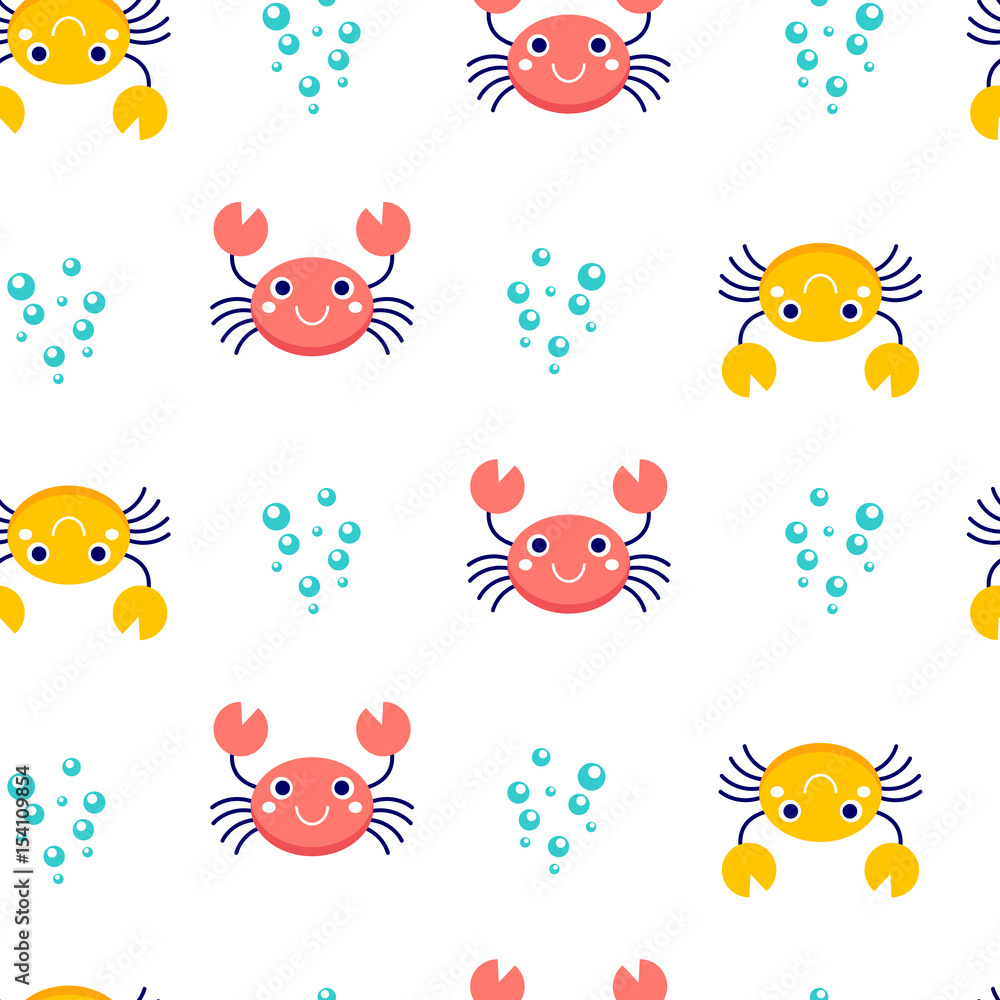 Vector illustration seamless pattern with Crab cartoon Vector illustration seamless pattern with Crab cartoon