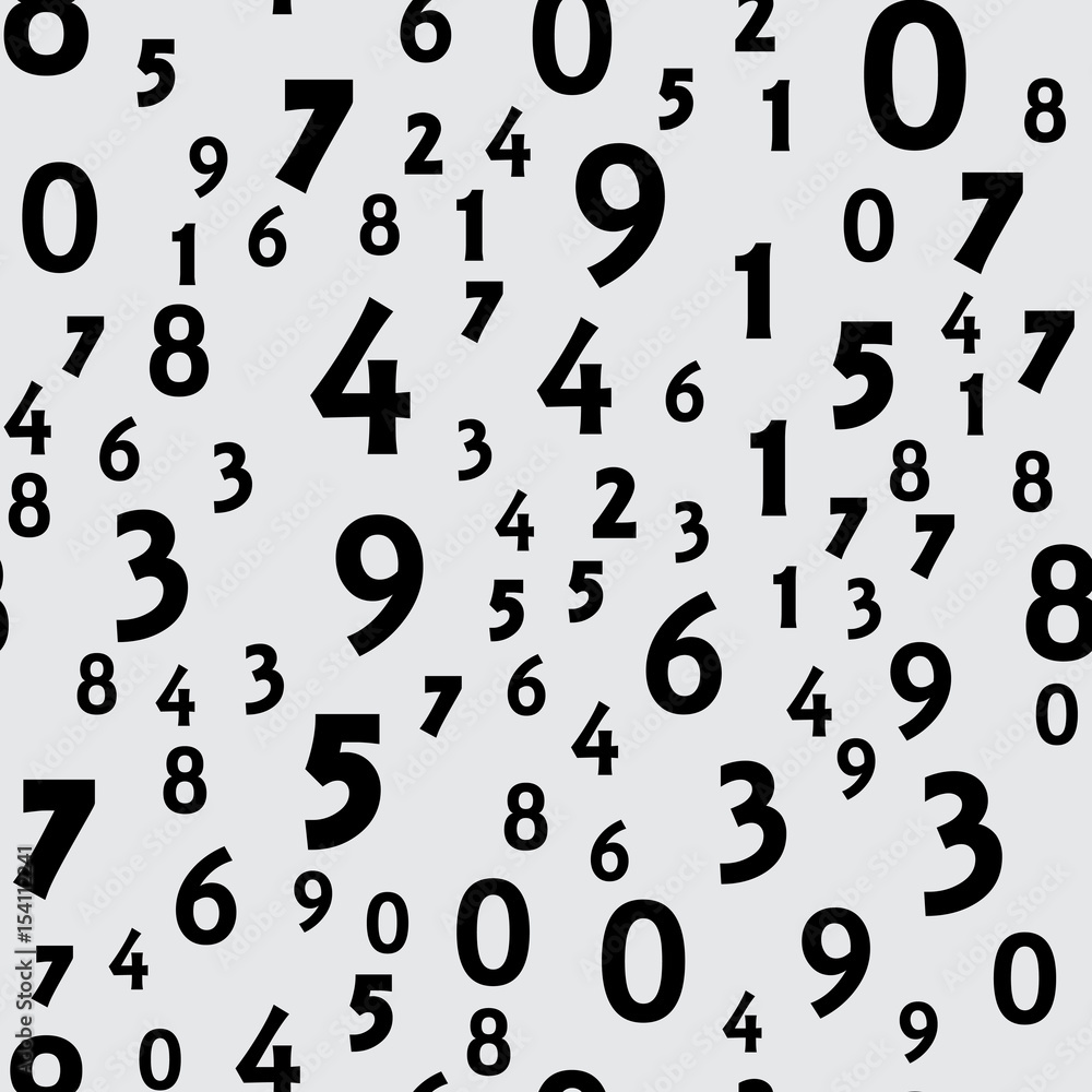 seamless pattern with Numbers of different sizes, black Digits on a light gray background seamless pattern with Numbers of different sizes, black Digits on a light gray background