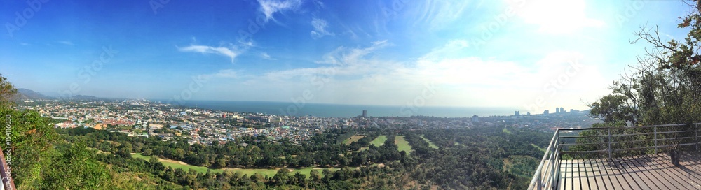 Naklejka premium Panoramic view of Huahin city, Thailand