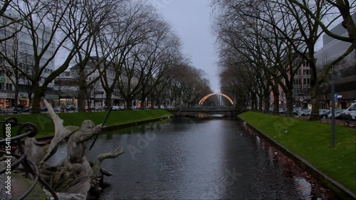 Koenigsallee or King's Avenue in Dusseldorf in Winter photo