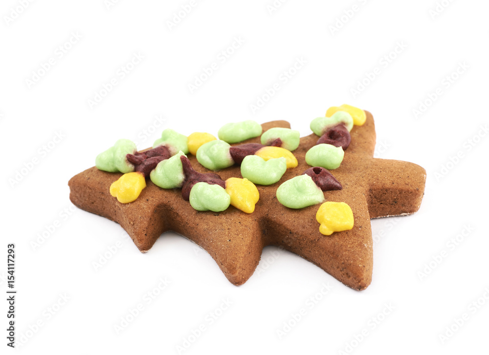 Christmas tree shaped cookie isolated Christmas tree shaped cookie isolated