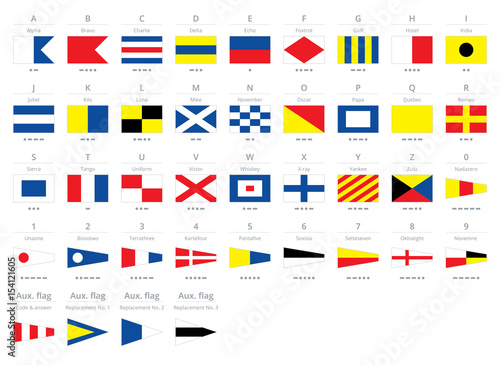 International maritime signal nautical flags, morse alphabet isolated on white background   © Vermicule design