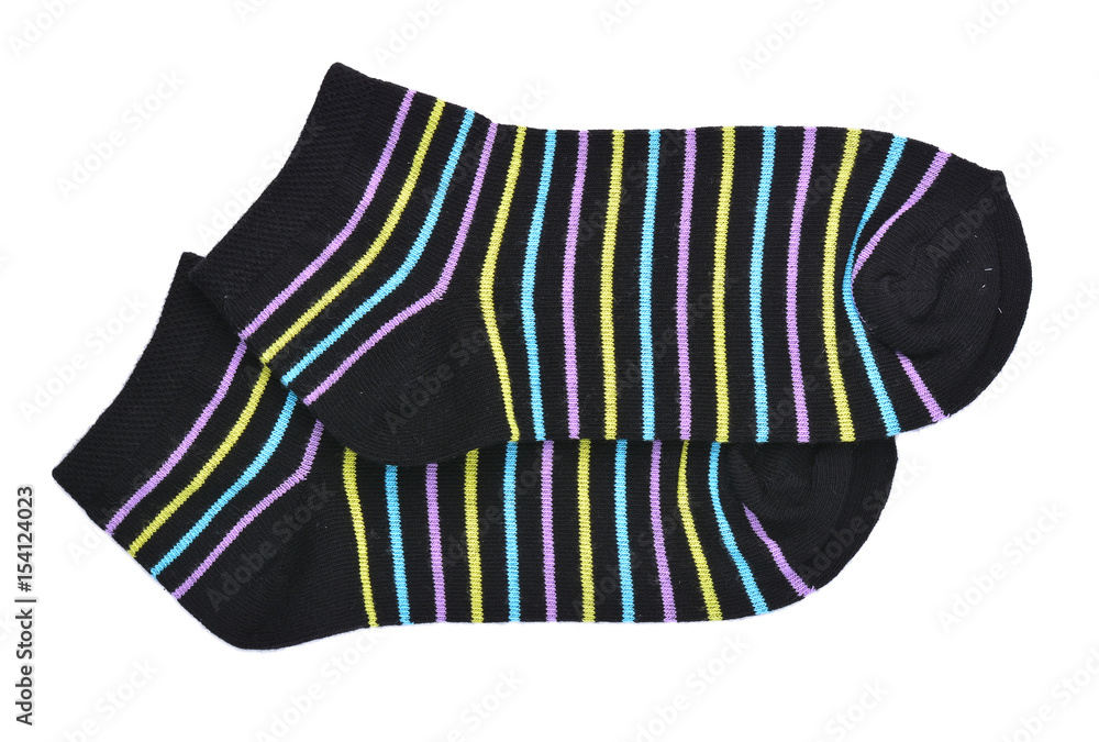 Isolated women's cotton socks in stripes. Isolated women's cotton socks in stripes.