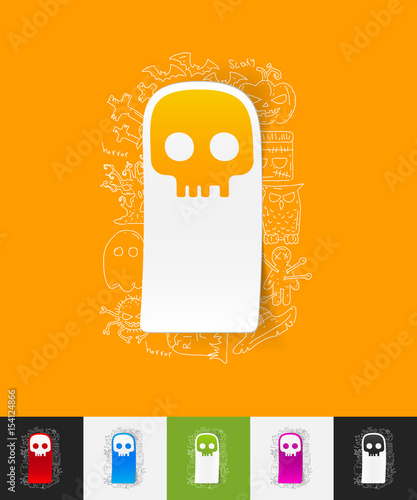 skull paper sticker with hand drawn elements