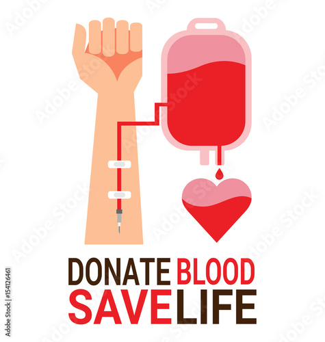 Bag blood with hand of donor for World Blood Donor Day