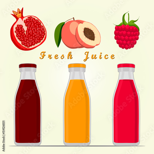 Vector illustration of logo for fruit garnet raspberry peach cut sliced.Peach drawing consisting of peel fruits ripe sweet food leaf.