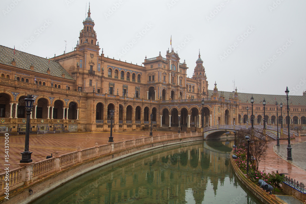 Plaza de Espana on a rainy day
