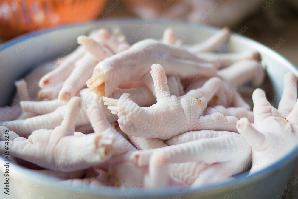 Fresh chicken foot in the kitchen Fresh chicken foot in the kitchen