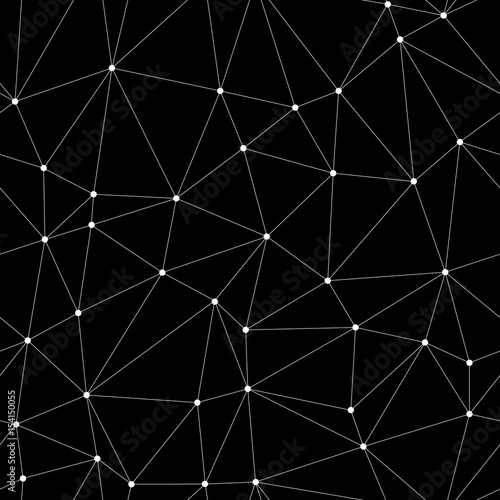 Geometric polygonal seamless backgrounds. Abstract black and white pattern. Vector illustration.