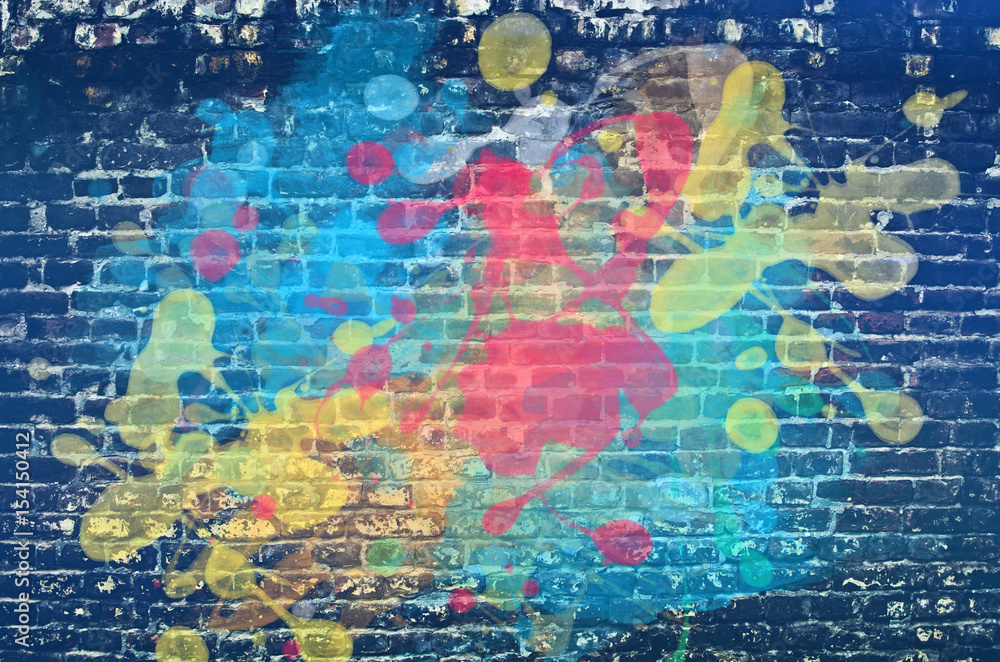 Paint splash on brick wall