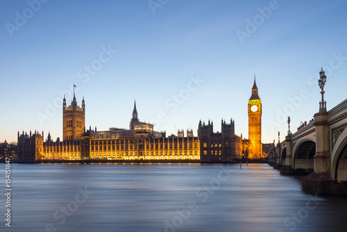 Houses of Parliament and Big Ben in London at sunset © abasler