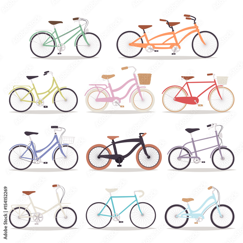Collection of vector realistic bicycles vintage style wedding design old  bike design transport illustration Stock Vector | Adobe Stock