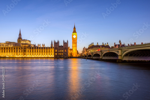 Houses of Parliament and Big Ben in London at sunset