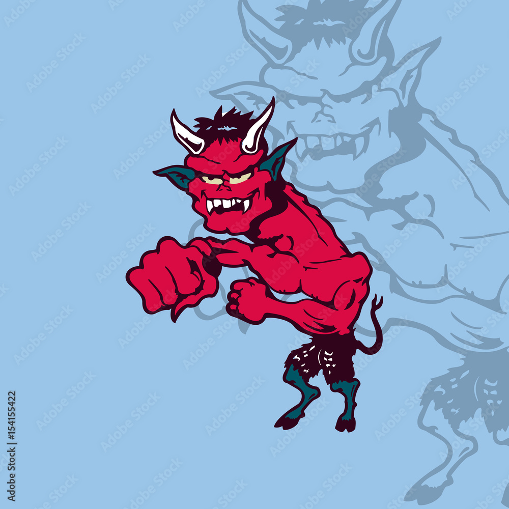 Crazy cartoon devil. cartoon character Vector Illustration.