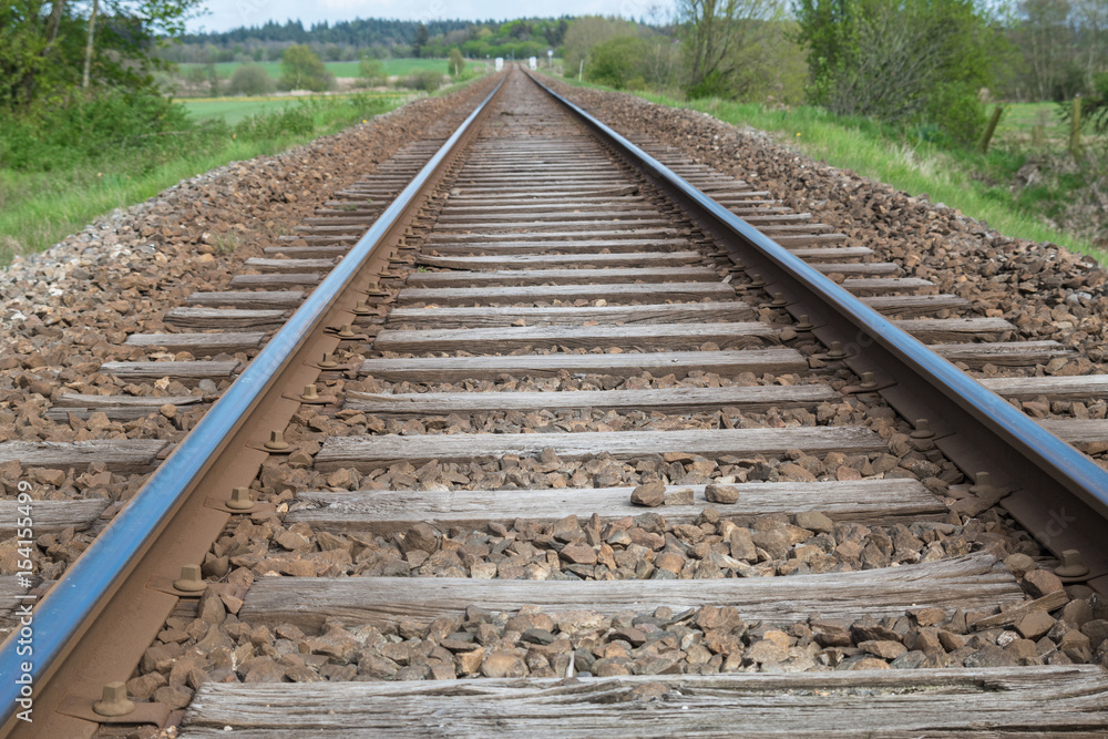 Railroad in a beautilful spring landscape