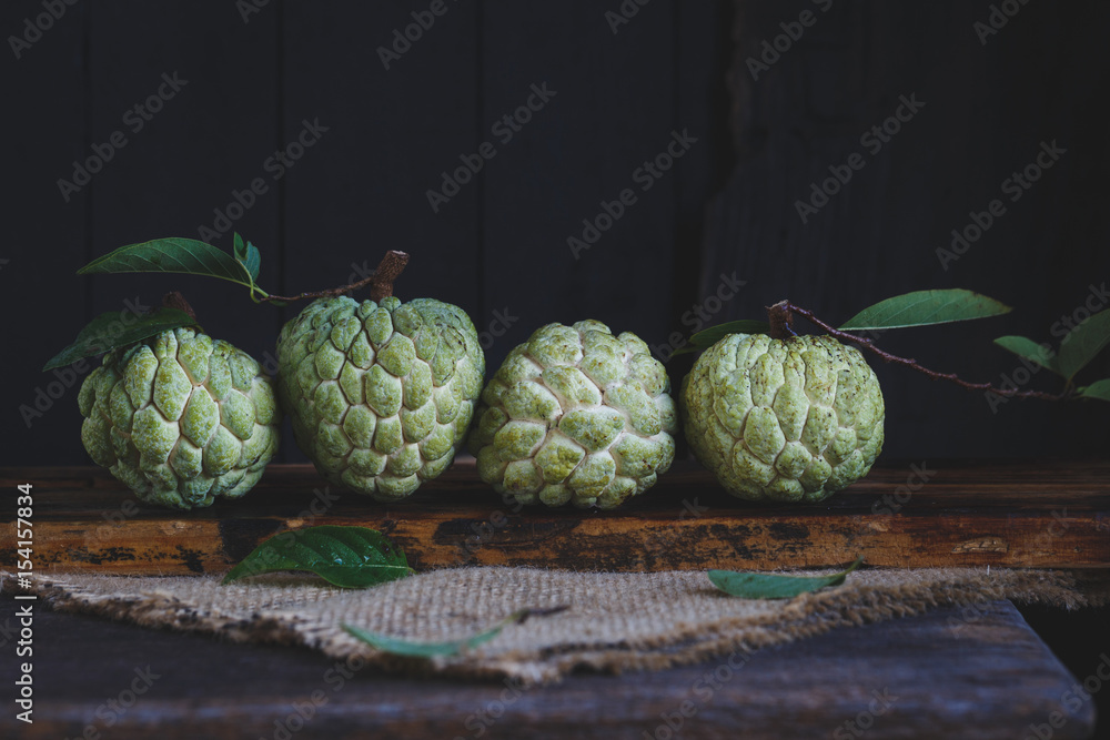 Custard Apples on the old wood Custard Apples on the old wood