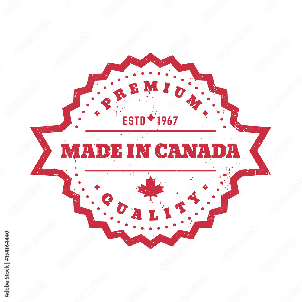 Obraz premium Made in Canada, vector badge, round label over white