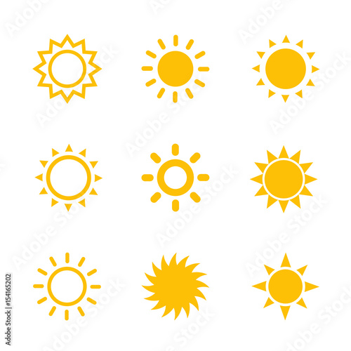 sun icons set on white