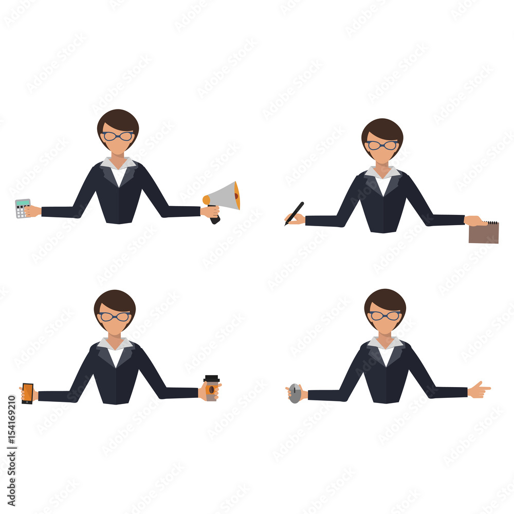 Business woman office job stress work vector illustration person manager character Business woman office job stress work vector illustration person manager character