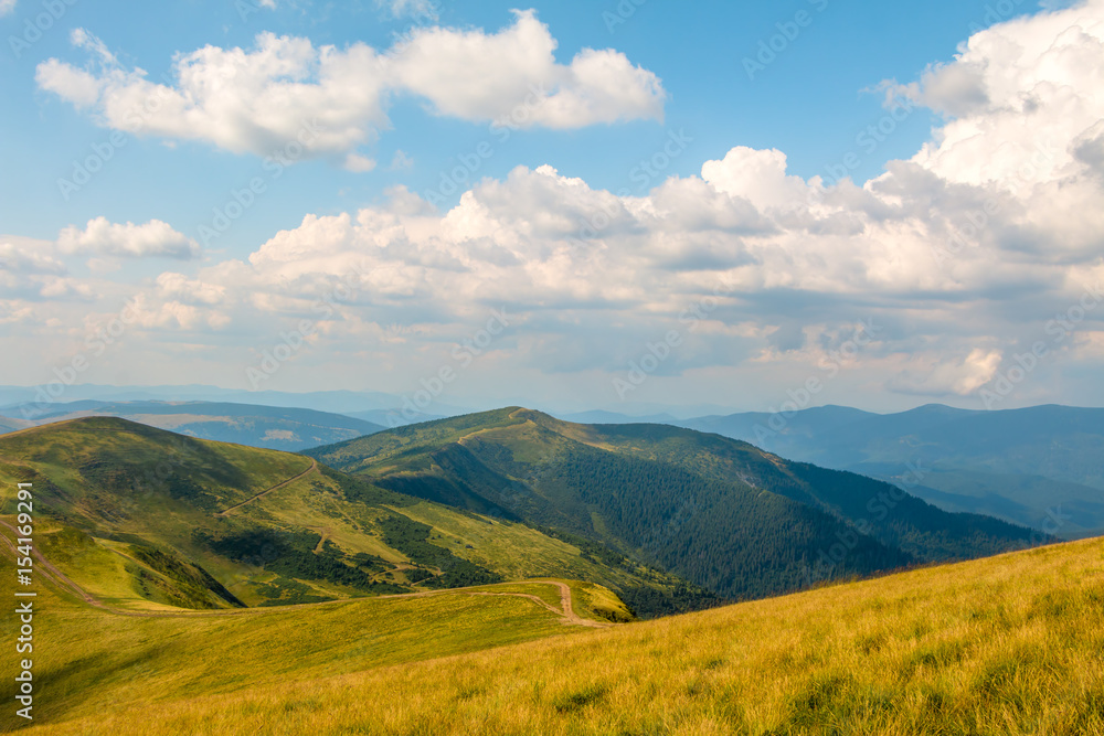 Clouds over the Summer Carpathian Mountains