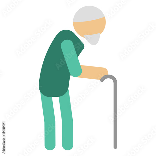 Old man silhouette cartoon relationship character lifestyle vector illustration