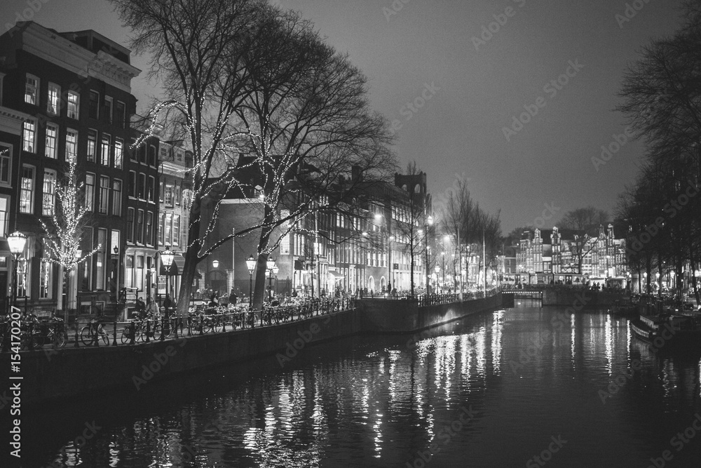 Naklejka premium Amsterdam in night. 
