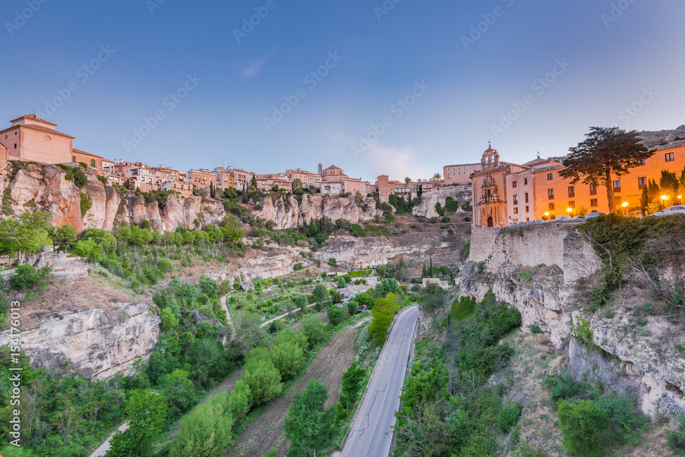 Hanging houses over valley in Cuenca, Spain