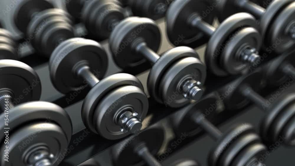 3d animation of dumbels row camera moving 3d animation of dumbels row camera moving