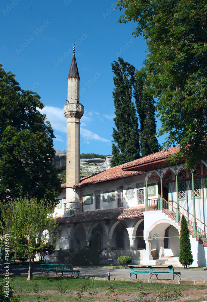 minaret and Khan's Palace in Bakhchisaray