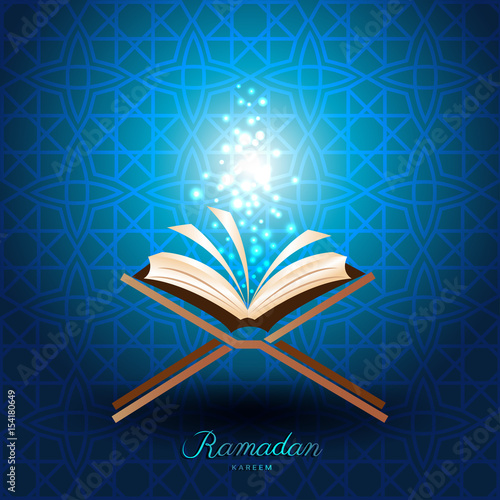 Muslim Quran with magic light for ramadan of Islam