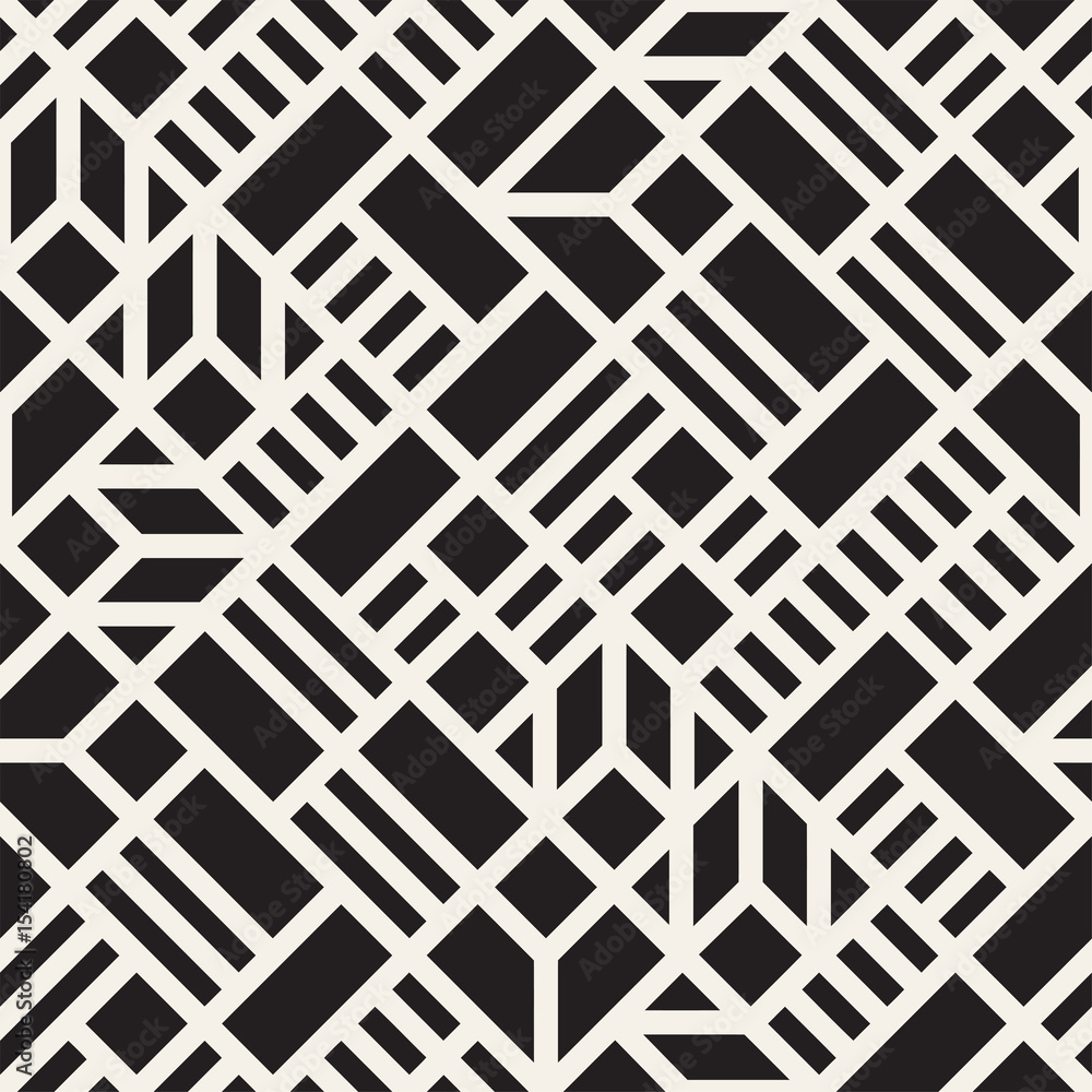 Vector seamless pattern. Mesh repeating texture. Linear grid with chaotic shapes. Stylish geometric lattice design