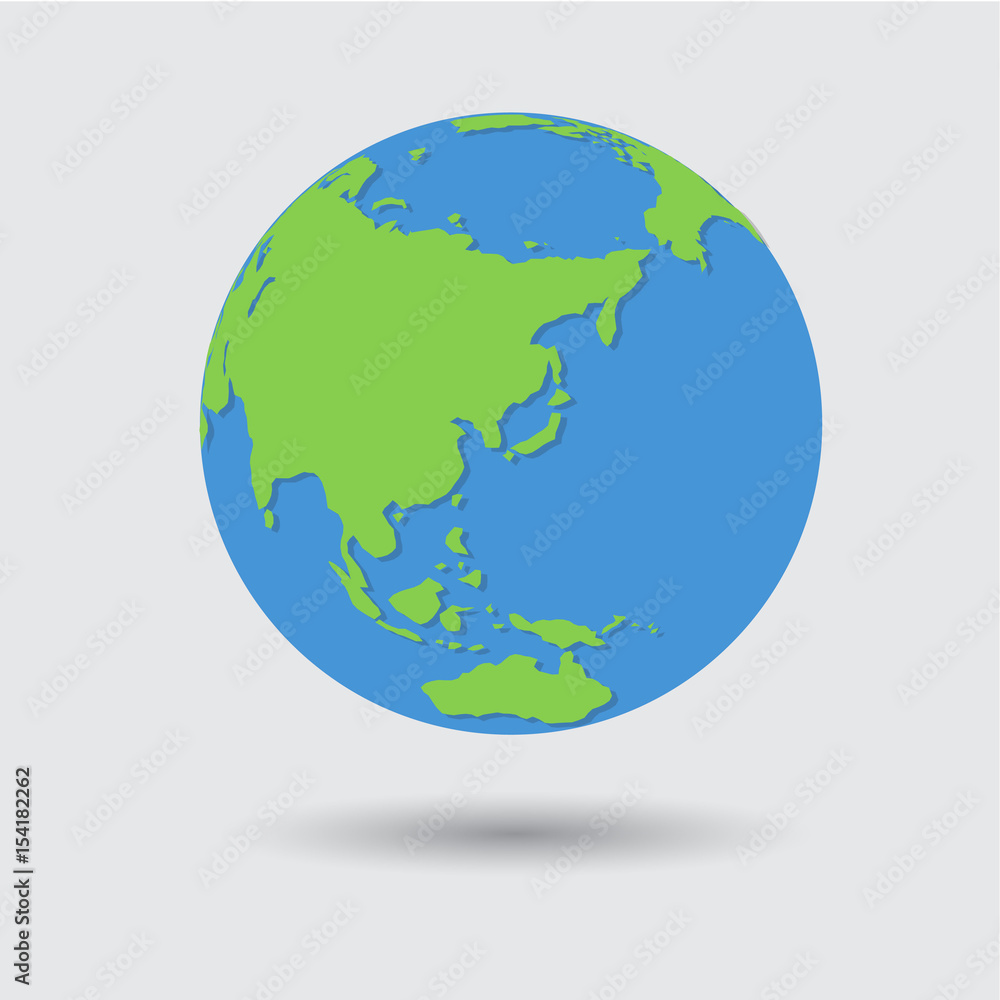 Fototapeta premium Flat Blue Green Earth Planet Icon