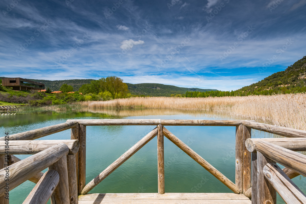 Fototapeta premium Timber footpath over lake Una,Spain
