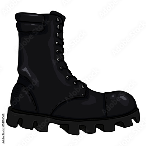Vector Cartoon Army Boots. High Military Shoes