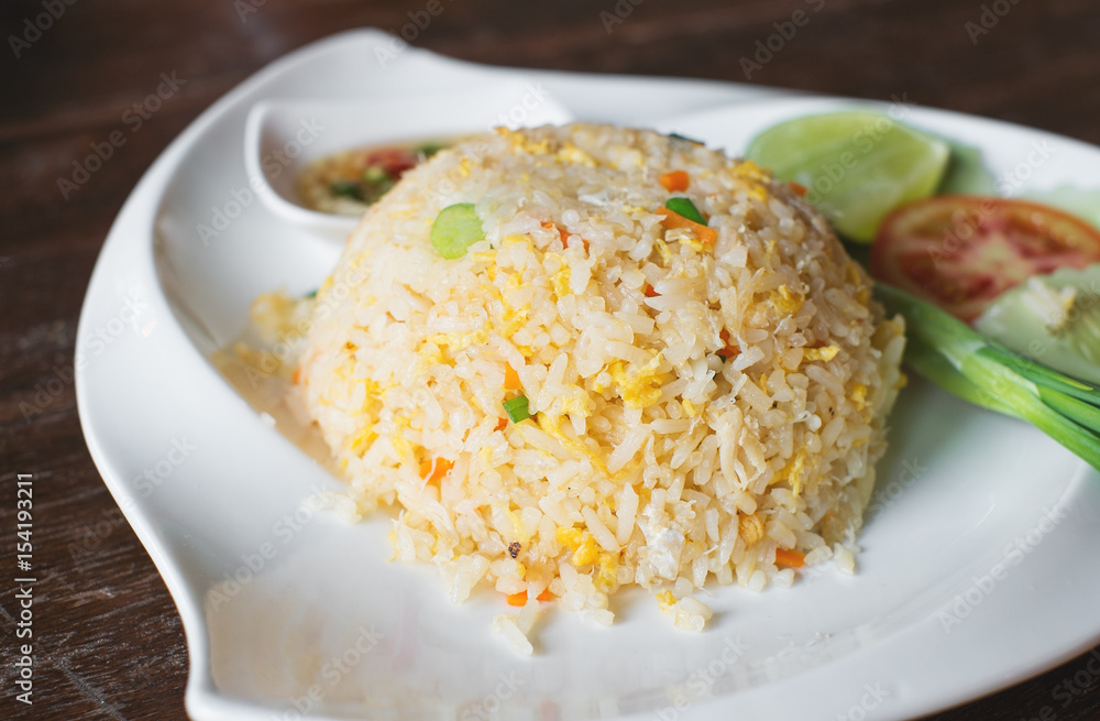 fried rice on wood table fried rice on wood table